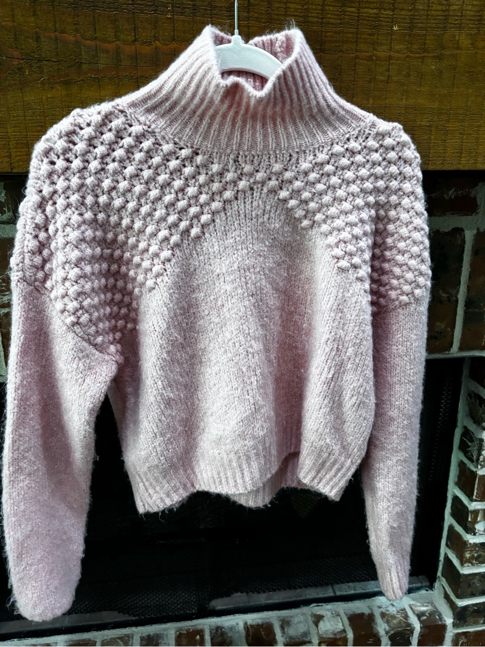 Free People Blush Pink Bubble Stitch Turtleneck Sweater